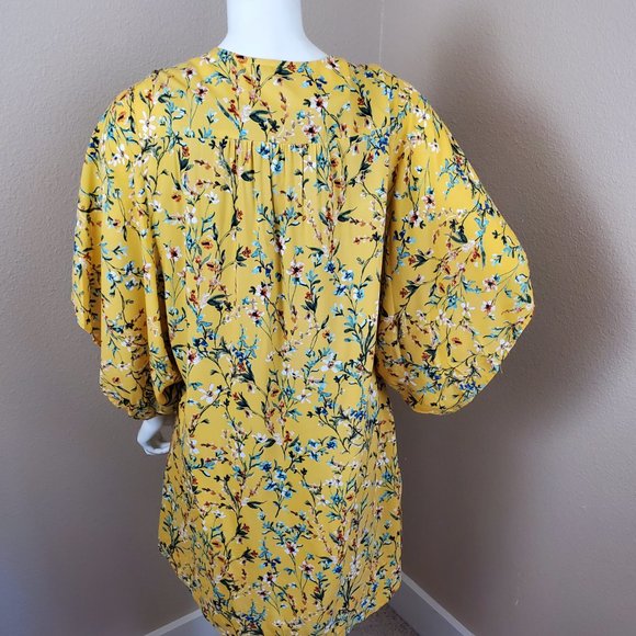 TYSA Yellow Floral Kimono Cardigan~Size 0/1 - Picture 5 of 9